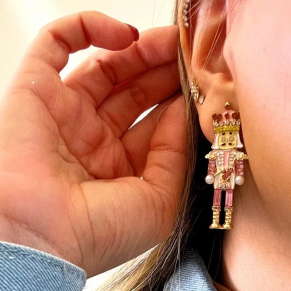 Nutcracker Earrings Womens Ladies Pink Fashion Xmas Holiday Christmas Jewelry - Picture 6 of 13